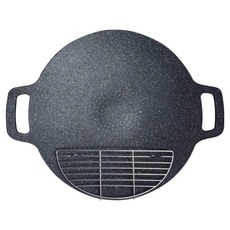 鼎匠 韓式重力鑄造 雙耳烤盤 黑曜石款 附不鏽鋼瀝油架, 1套, 38cm
