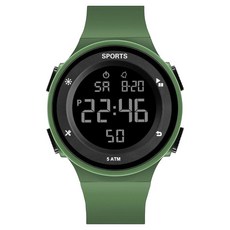 逍遙商會 簡約圓形防水軍人學生時尚運動手錶, 1個, 綠色