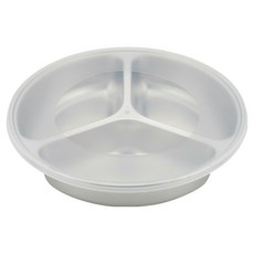 SALUS 佐藤金屬 三格圓餐盤L 附蓋, 銀色, 1個