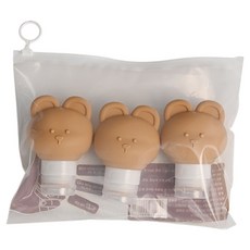 Souplace 可愛兔子矽膠分裝瓶套組, 1套, 棕色