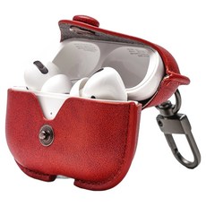 NUART 按鈕皮革保護殼, AirPods Pro 3, 紅色, 1個