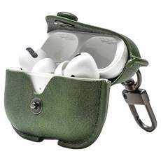 NUART 按鈕皮革保護殼, AirPods Pro 3, 深綠色, 1個