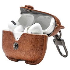 NUART 按鈕皮革保護殼, AirPods Pro 3, 棕色, 1個