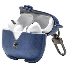 NUART 按鈕皮革保護殼, AirPods Pro 3, 海軍藍, 1個