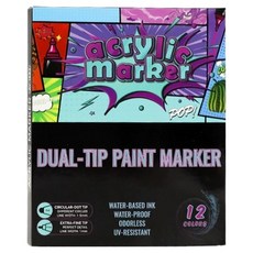 東亞PMS 雙頭壓克力馬克筆, 1個, 12色