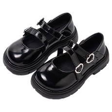 Uvely 兒童 Crotu 亮面愛心瑪莉珍平底鞋