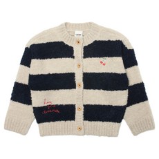 LaughingChild 條紋毛圈針織開襟衫