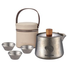 Naturehike 挪客 隨風鈦茶具套組, 鈦色, 1套, 收納包 + 茶壺 + 茶杯 3個