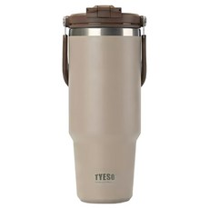 TYESO 泰碩 二代 304不鏽鋼手提保溫冰霸杯, 摩卡色, 1200ml, 1個