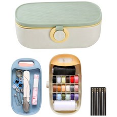 The Rare 雙層針線收納盒縫紉工具套裝 QA1209, 1套, 淺綠色