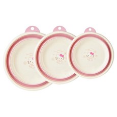 HAIPAI 海派 家用卡通可愛便攜折疊洗臉盆/壁掛可折疊加厚塑膠洗菜盆 凱蒂貓大中小3入組, 1個, 粉色