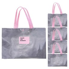 TUCO.B 含貼紙不織布購物袋, 銀粉色, 5個