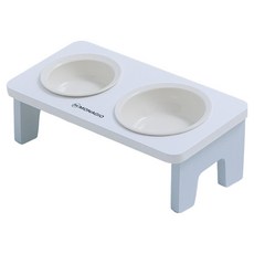 MONAGIO 寵物斜角餐具, 1個, 白色天空藍