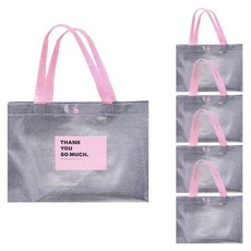 투코비 스티커 포함 부직포 쇼핑백, 실버핑크, 5개