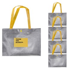 투코비 스티커 포함 부직포 쇼핑백, 실버옐로우, 5개