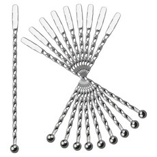 mir 居家咖啡館 Highball 不鏽鋼麻花攪拌棒 194mm, 銀色, 10個