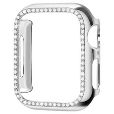 Womans9999 Apple Watch 兼容方晶皓石保護殼, 銀色, 1個