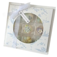 HANZPICK 圓形開窗盒 高級節日餅乾和菓子盒, 青緣, 5個