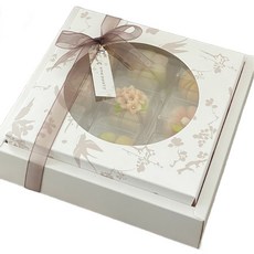 HANZPICK 圓形開窗盒 高級節日餅乾和菓子盒, 紅豆, 5個