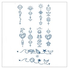 gelluna 半永久字母 椰子樹 愛心 花朵 貓咪 紋身 漢娜 刺青貼紙, 1個, T-280