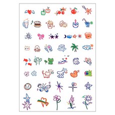 gelluna 迷你貓咪小熊狗狗蝴蝶彩色插圖海娜紋身貼紙 T-264, 1個, B款