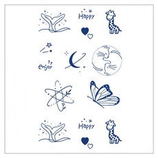 gelluna 半永久 文字 棕櫚樹 愛心 花朵 貓咪 紋身 漢娜 刺青貼紙, 1個, T-274