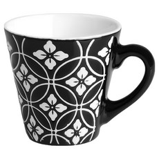EXCELSA Etnika新骨瓷濃縮咖啡杯 90ml, 1個, 黑白窗花 黑色 + 白色