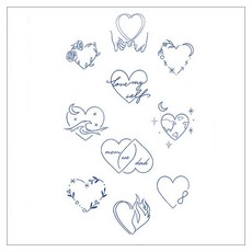 gelluna 半永久字母椰子樹愛心花朵貓咪紋身漢娜刺青貼紙, 1個, T-277