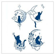 gelluna 半永久 文字 棕櫚樹 愛心 花朵 貓咪 紋身 漢娜 刺青貼紙, 1個, T-282