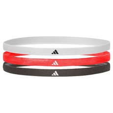 adidas 愛迪達 運動髮帶 3件組, 1組, 白色 + 太陽紅 + 黑色
