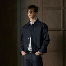 WEST GRAND BOULEVARD 男士隱藏式鈕扣柔軟棉質卡車司機夾克