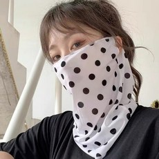 쿠쏘 멋스러운 자외선 차단 마스크, 땡땡이 화이트, 1개
