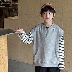 Starbean 兒童刺繡口袋半拉鍊背心大學T