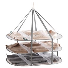 오템 접이식 3단 옷 건조망, 화이트, 1개