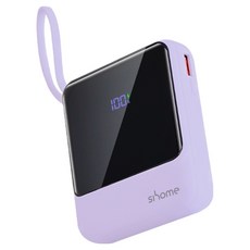 시홈 PD 22.5W 고속충전 일체형 미니 보조배터리 10000mAh, SH-FB1Y, 퍼플
