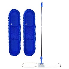 월드크린 극세사 리스킹 걸레 90cm 2p + 나사형 홀더 + 리스킹판 + 스텐봉 세트, 블루(걸레), 1세트