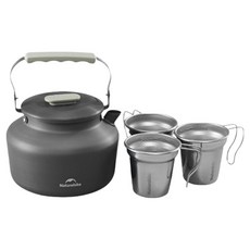 Naturehike 挪客 野行戶外水壺, 1套, 灰色, 收納包 + 茶壺 + 茶杯 3個