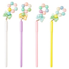 串珠原子筆 凝膠筆 0.38mm, 隨機出貨, 4個