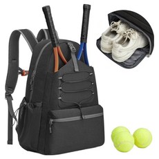 Mihwa Bujang 網球羽球球拍鞋袋後背包, 黑色, 1個