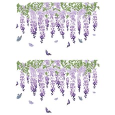 WA. WALL ART 無痕設計壁貼 防水PVC FX-C427 2張, 植物 + 藤蔓 + 薰衣草 + 蝴蝶