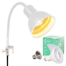 Amazon LED 植物燈 AMZ-C06 夾式照明 白色 + 亞馬遜 LED 植物燈泡 PAR38 16W 套組, 1套