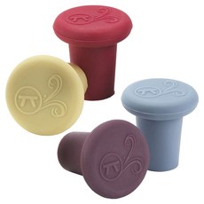 Outset 矽膠酒瓶塞4入, 紅色黃色紫色藍色, 4個