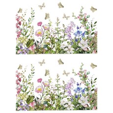 WA. WALL ART 防水PVC無痕設計壁貼 2張, FX-C399 植物 + 踢腳線 + 蝴蝶 + 花草