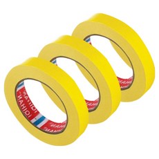 다다 칼라 종이 디자인 마스킹 테이프 15mm x 15m, 옐로우, 3개
