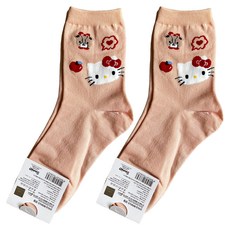 Sanrio 三麗鷗 可愛小夥伴中筒襪 Kitty 2雙