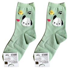 Sanrio 三麗鷗 可愛小夥伴中筒襪 帕洽狗 2雙