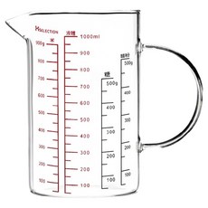 Ho覓好物 刻度玻璃量杯, 1個, 透明, 1000ml