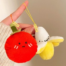 아이끌레 포켓 미니 인형 키링 2종 세트, 8cm, 사과, 바나나, 1세트