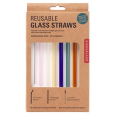 韓國 KIKKERLAND 玻璃吸管 + 棉質吸管刷, 1個, 6個裝