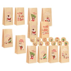Rizlife聖誕紙袋 12入+貼紙 12入組 MC8-63, 1套, 混色